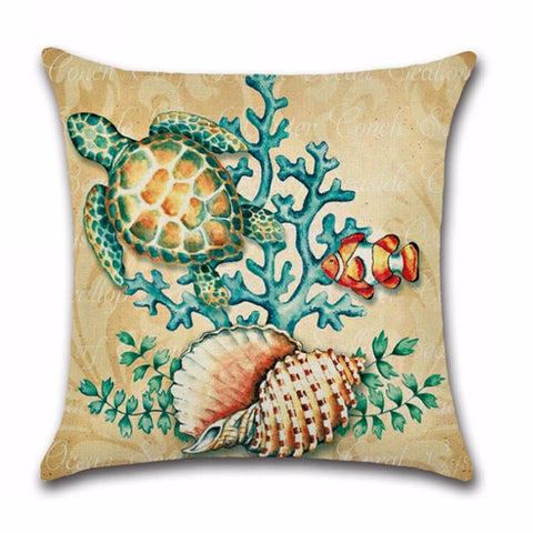 Ocean Cotton Linen Pillow Case