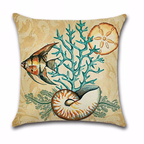Ocean Cotton Linen Pillow Case