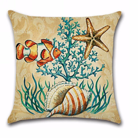 Ocean Cotton Linen Pillow Case