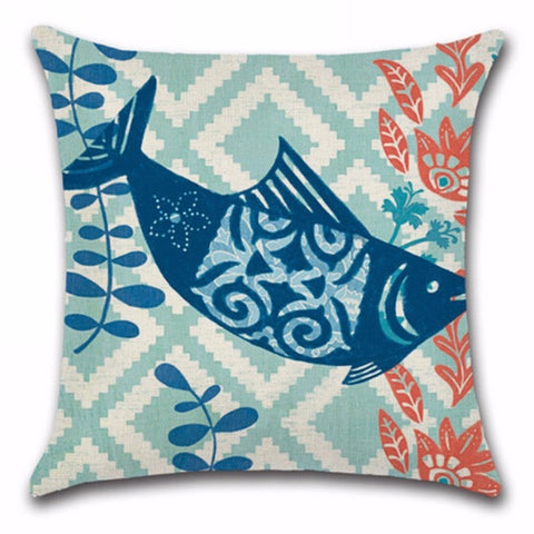 Ocean Cotton Linen Pillow Case